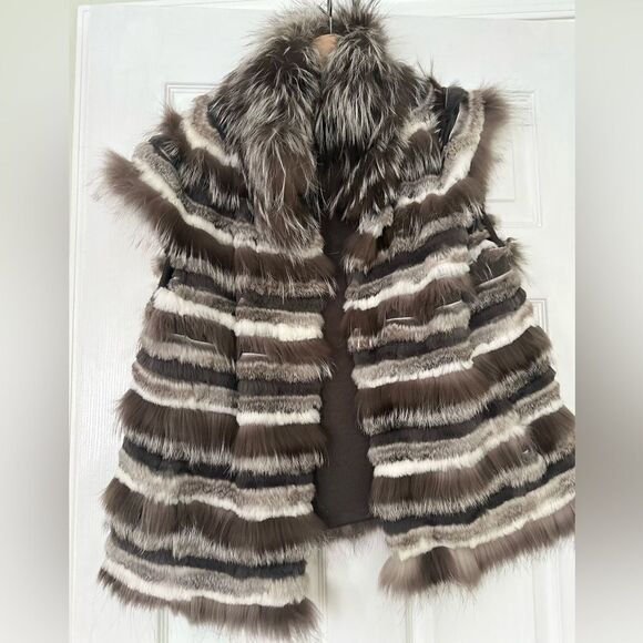 TORY BURCH Rabbit/Fox fur vest.